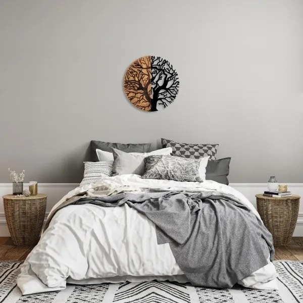 Fali dekoráció 56 cm átmérő, fa/fém faág mintával