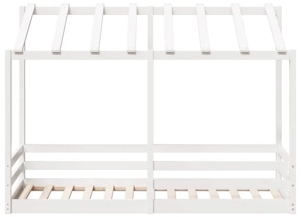 fehér tömör fenyőfa gyerekágy tetővel 75 x 190 cm