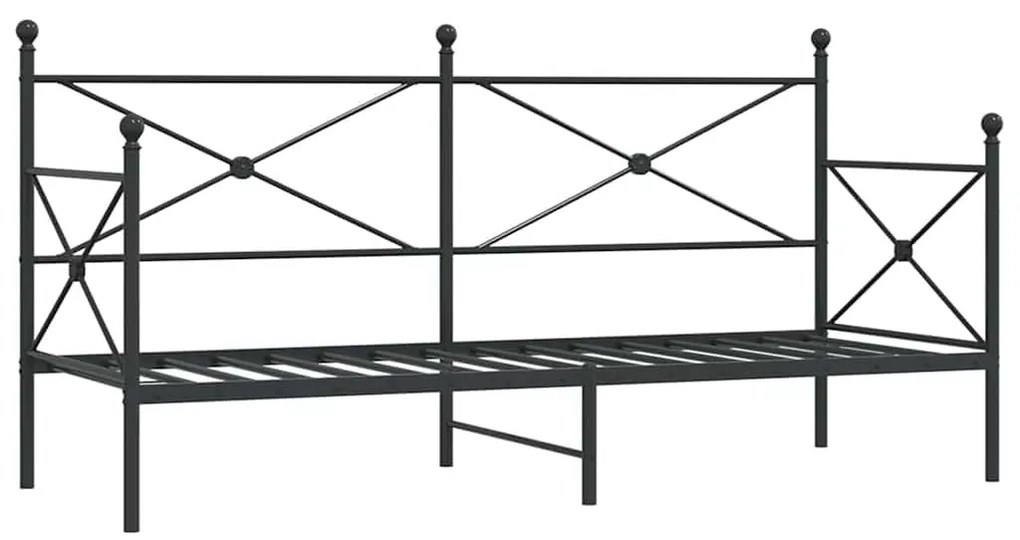 fekete acél kanapéágy matrac nélkül 75 x 190 cm