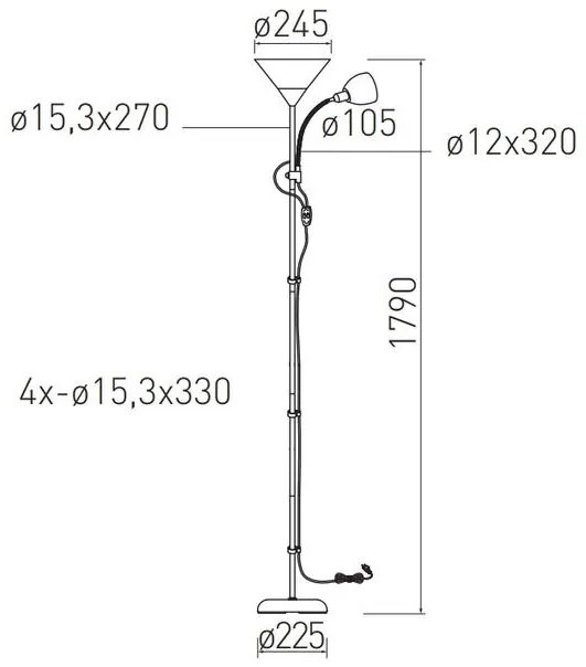 Lámpa Állólámpa BENFICA2, E27 max. 60W, E14 max.40W, műanyag + fém, fehér
