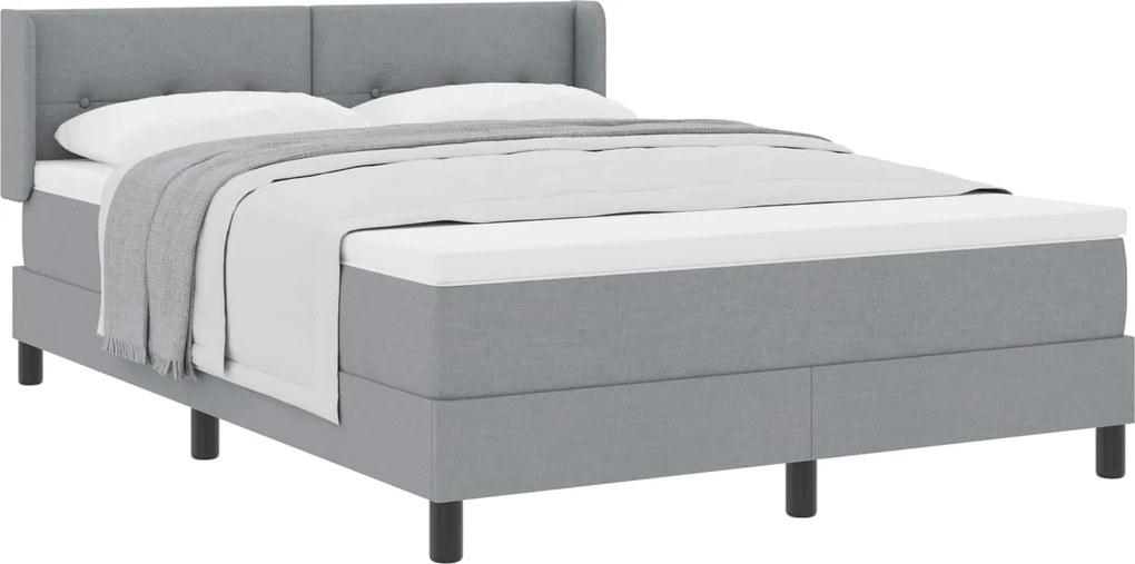 vidaXL Boxrugós ágy matracmal Világosszürke 190 x 140 cm Poliészter