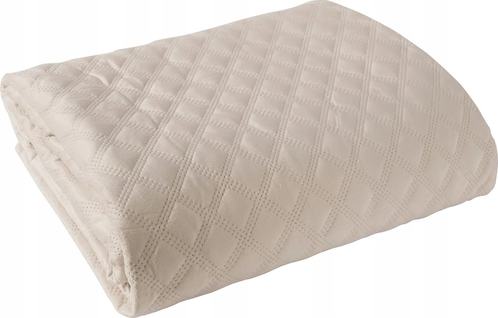 Dekoratív ágytakaró Velvi 70x160 steppelt, geometrikus mintás, krémszínű