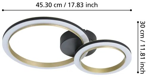 Eglo 901223 - LED Dimmelhető mennyezeti lámpa CALLIERA LED/12W/230V fekete/arany