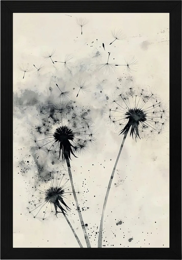 Poszter Keret Fa Grafika Természet Növényzet Virágok Pitypang 40x60