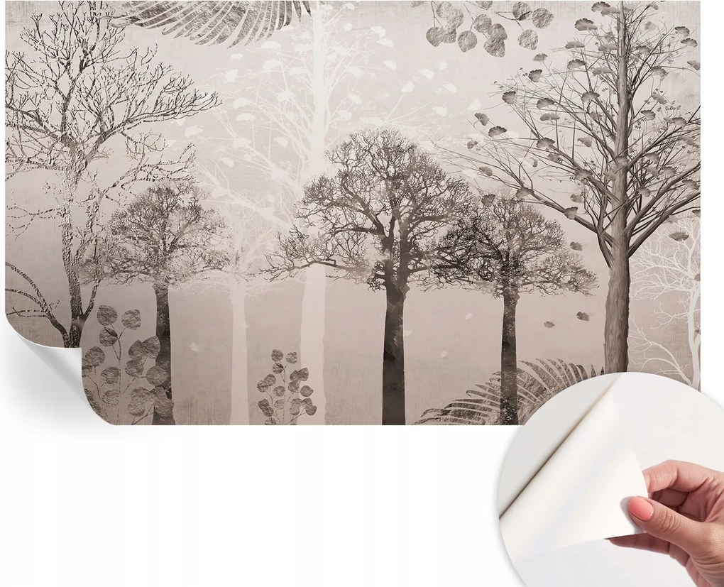 Öntapadós tapéta Divatos 3D fali ragasztóval Finom fák 416x254 cm