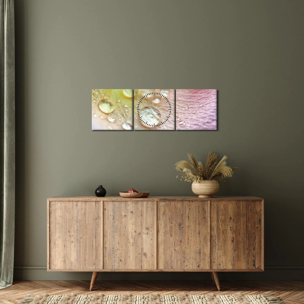 Kép - Harmatcseppek (órával) (90x30 cm)