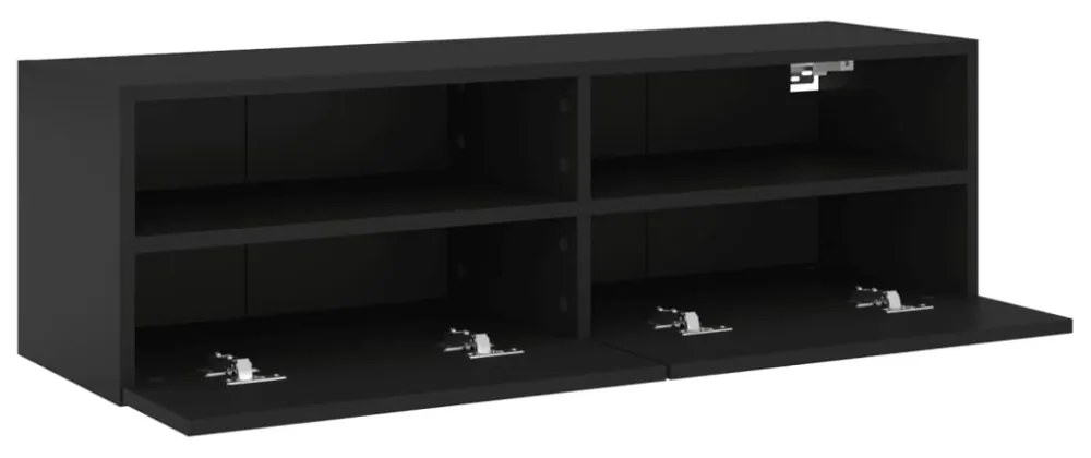 fekete szerelt fa fali TV-szekrény 100 x 30 x 30 cm