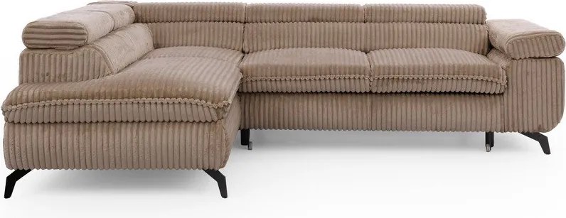 Barna kordbársony sarokkanapé (bal oldali-L alakú) Marbeya – Ropez