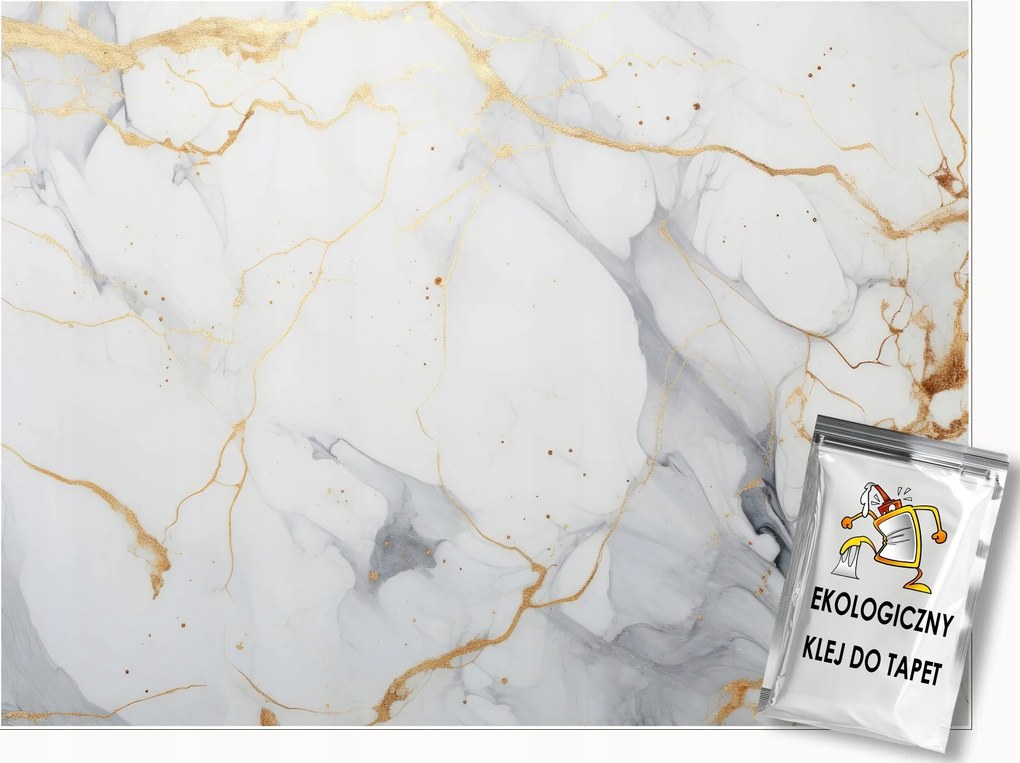 Fotótapéta Márvány Arany Fehér Szürke Kő Hálószoba Nappali Tapéta 350x250