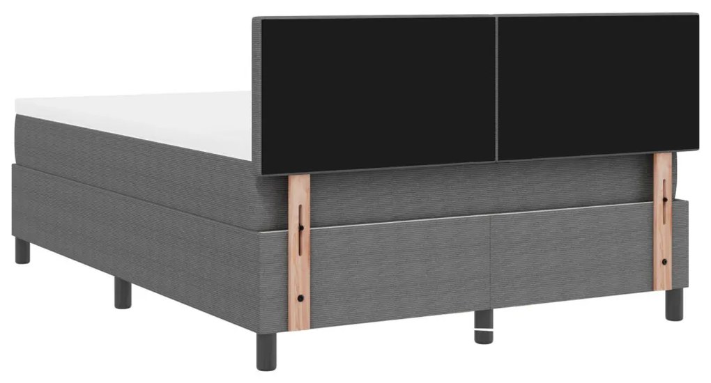 Box Spring Ágy Matrac Közép Szürke 160x200 cm Kordbársony Anyag