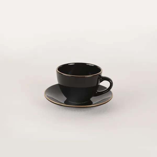 44 részes étkészlet fekete/arany/kőkerámia