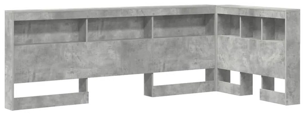 Tároló fejtámla polcokkal tárolóval Beton szürke 80 cm Faanyag