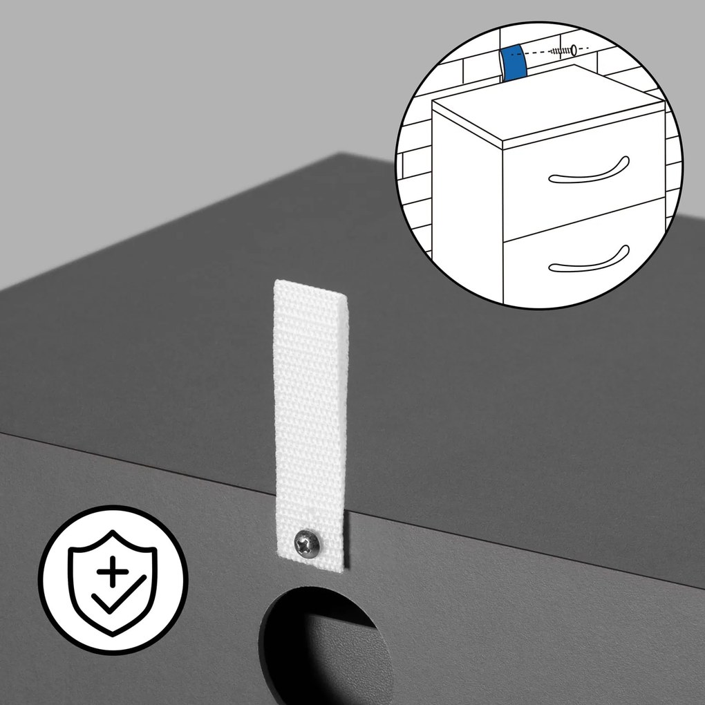 ELOISE éjjeliszekrény világítással, 54x39x28cm, antracit Casaria