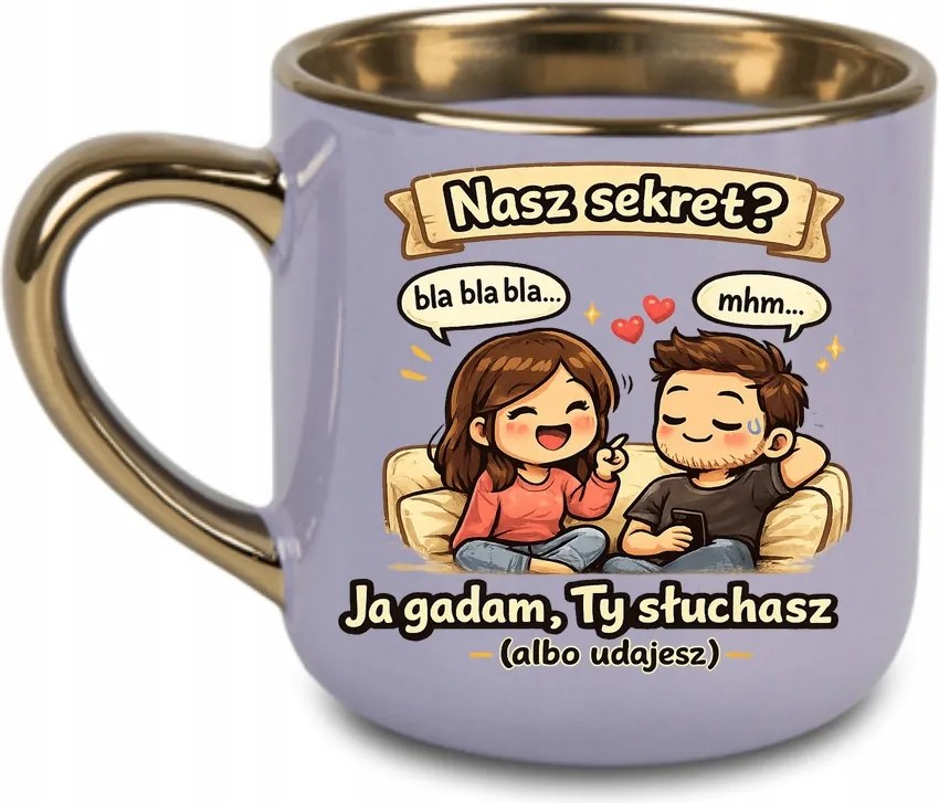 Elegáns bögre A mi titkunk? Én beszélek, Te hallgatod a Valentin-napot 400 Lila