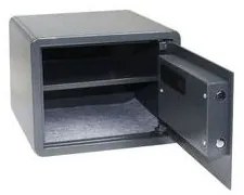 Bútorszéf elektronikus zárral, riasztóval, alulvilágított LCD kijelzővel és nyitókarral