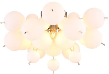 Globo 15633DO Mennyezeti lámpa fém nikkel matt, fehér színű üveggömbök, fekete PVC kábel, ø: 550mm, M: 280mm, üveggömbök átmérője: 15 x 6 cm, 15 x 10 cm, 3x E14 25W 230V izzók nélkül