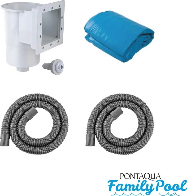 Pontaqua Family Pool ovális 4,9x3,6x1,2 fehér, 0,4mm PVC fólia, 2 gégecső, szkimmerrel, befúvóval