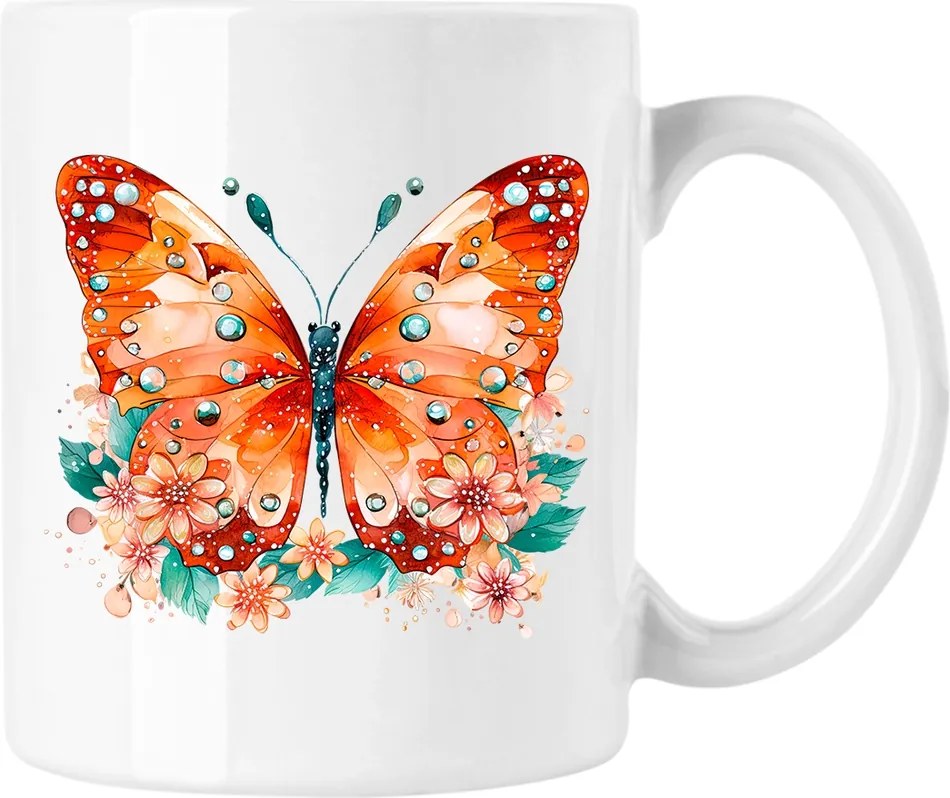 Pillangó bögre pillangó virág butterfly 5 fehér 330ml