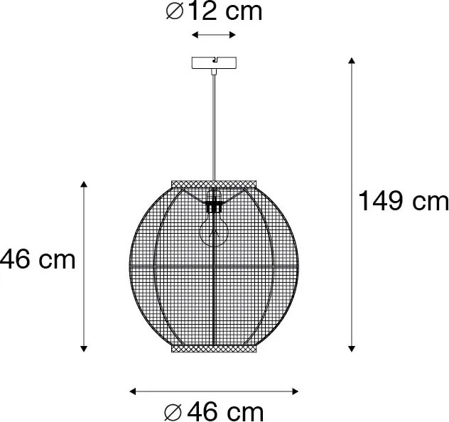 Keleti függőlámpa barna 46 cm - Rob