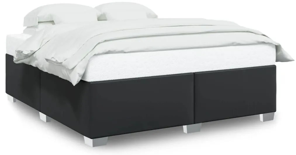 fekete műbőr ágykeret 200x200 cm