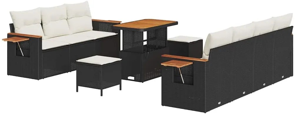 Kerti Kanapé Szett 10 pcs Fekete és krémszínű 90 x 55 x 71 cm