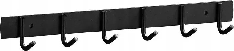 Akasztó 6 kampós fekete rozsdamentes acél