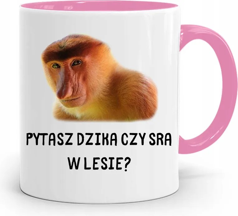 Rózsaszín Vicces Bögre Vaddisznó Vagy Sra Nyomtatott Fényképpel