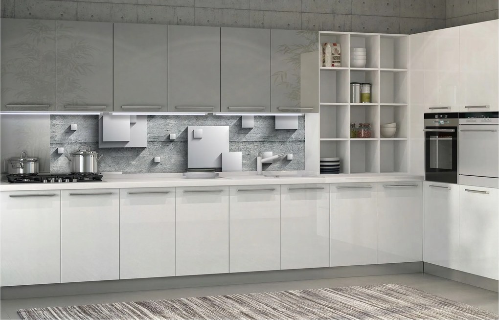 3D fotótapéta Négyzetek Absztrakt Geometrikus Beton Szürke 250x60 +ragasztó