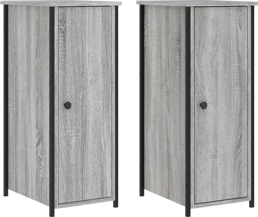 vidaXL 2 db szürke sonoma színű szerelt fa éjjeliszekrény 32x42x80 cm