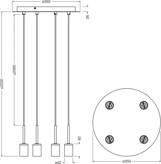 Osram - tápkábel NEEDLE PENDANT 4xE27/25W/230V bézs