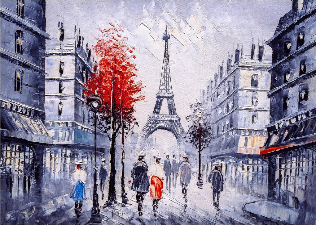 Egy párizsi utca képe, olajfestmény (70x50 cm)