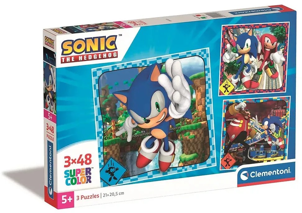Sonic a sündisznó Doctor Eggman 3x48 db-os puzzle Clementoni