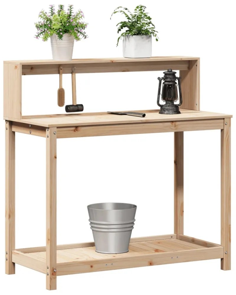 tömör fenyőfa ültetőasztal polccal 108 x 50 x 109,5 cm