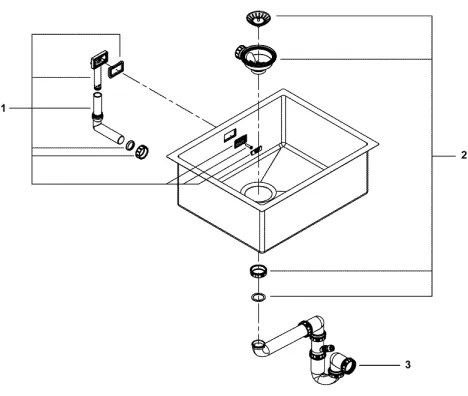 GROHE 31726SD0 - K700 konyhai mosogató, 550 × 450 mm, rozsdamentes acél