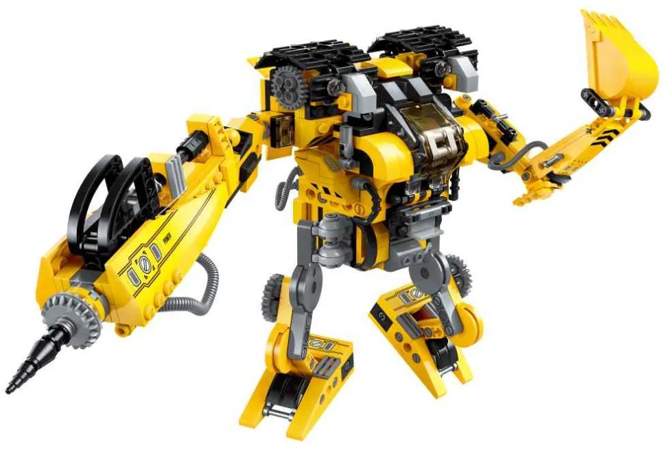 QMAN® 4805 | lego-kompatibilis építőjáték | 509 db építőkocka | Fiúk álma 3-az-1-ben: munkagép robot, kanalas rakodógép vagy lánctalpas marógép