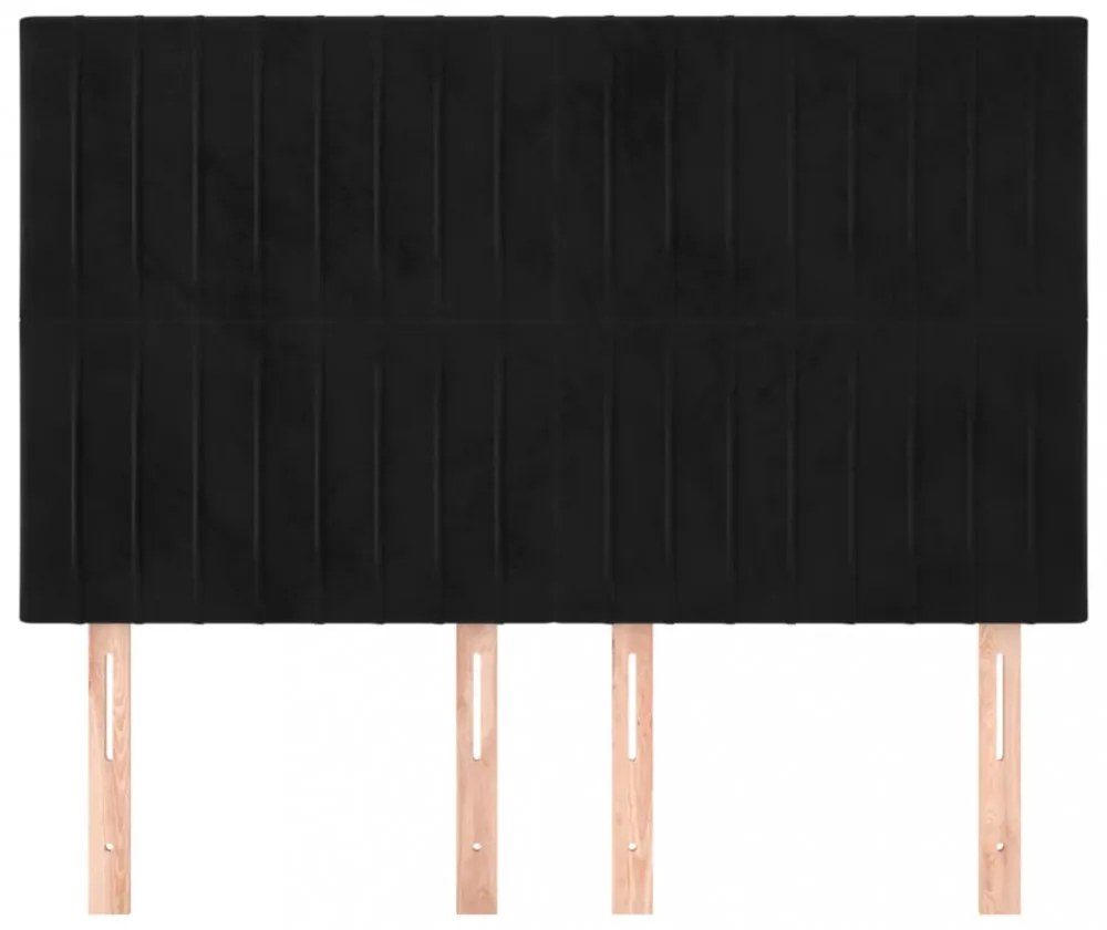 4 db fekete bársony fejtámla 72 x 5 x 78/88 cm