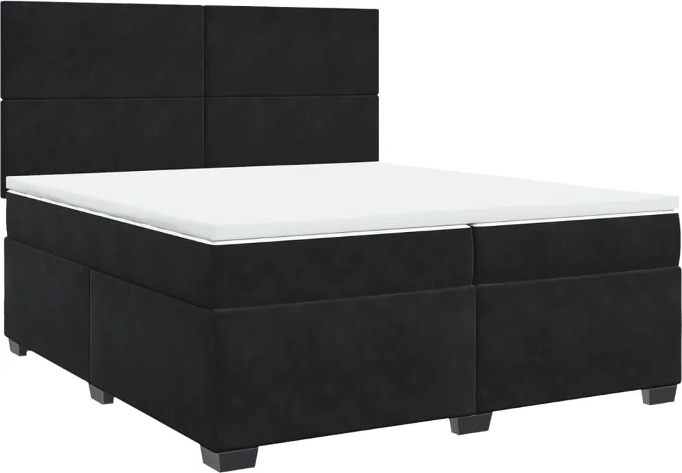 vidaXL fekete bársony rugós ágy matraccal 200x200 cm