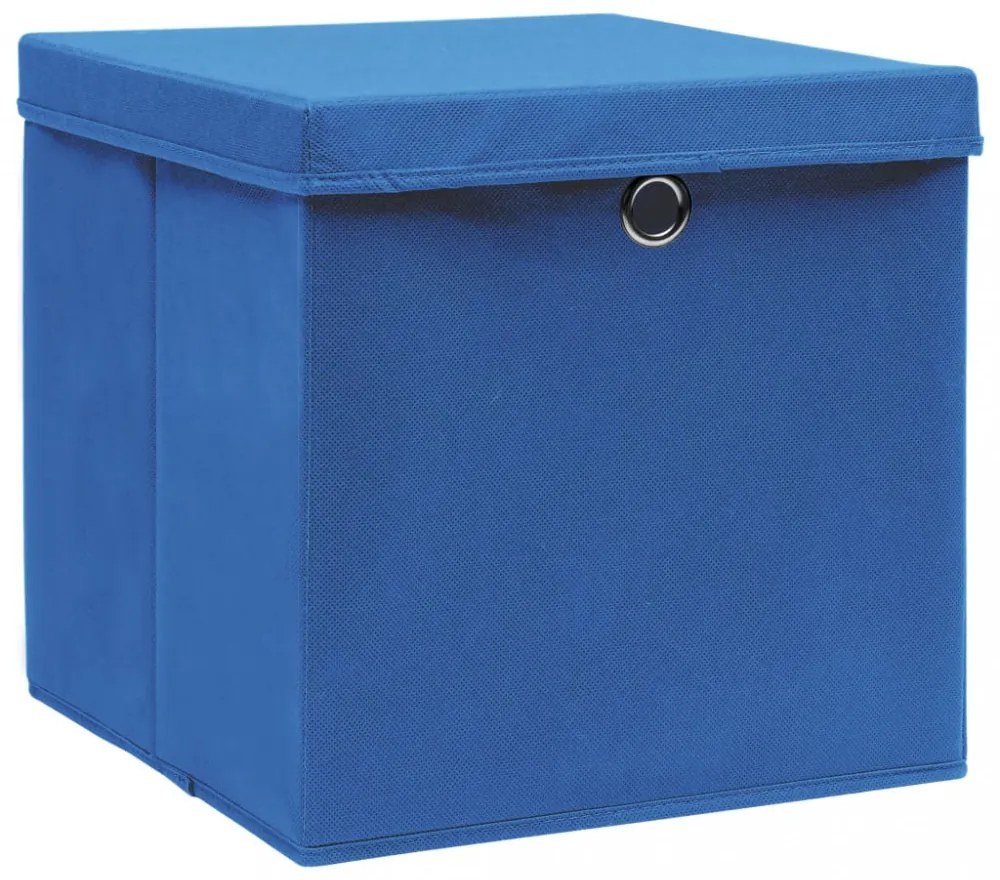 vidaXL 10 db kék fedeles tárolódoboz 28 x 28 x 28 cm