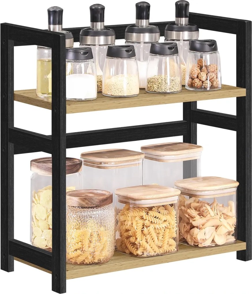 Asztali polc NORDEKO 41x41 cm, fekete / artisan tölgy