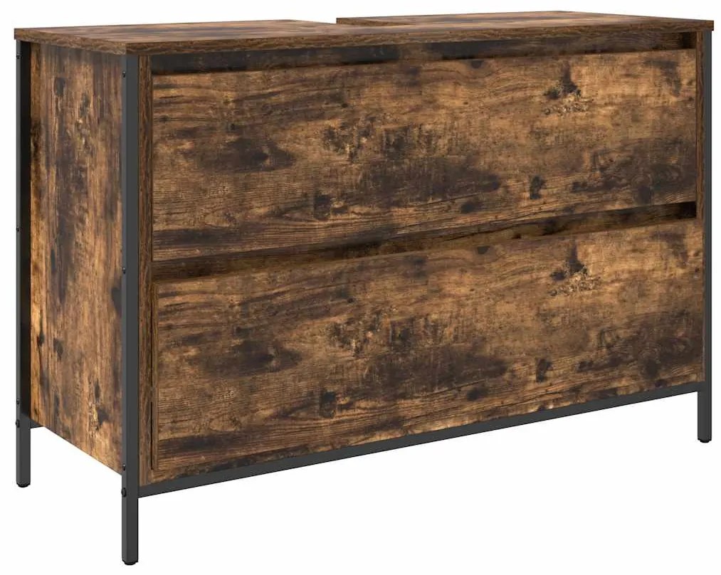 füstös tölgy fürdőszobai mosdószekrény fiókokkal 90x34,5x60 cm