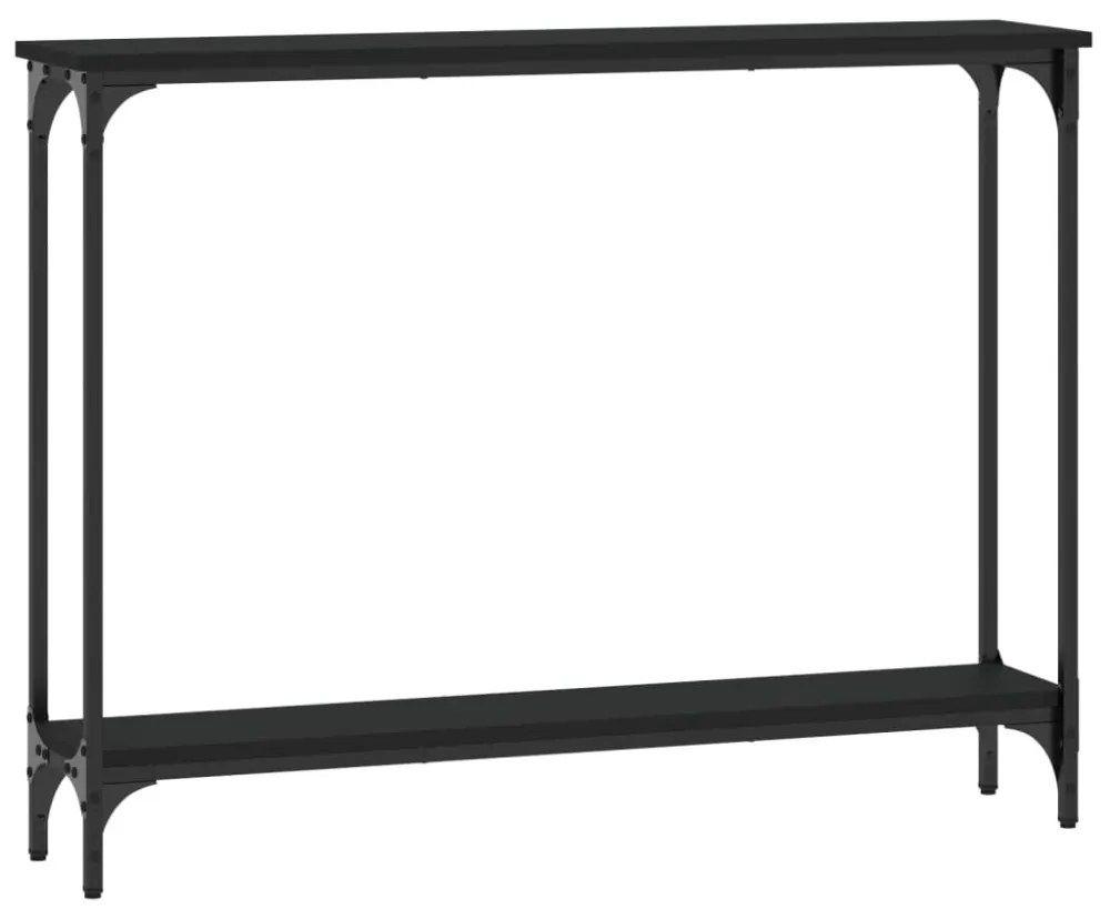 fekete szerelt fa tálalóasztal 100 x 22,5 x 75 cm