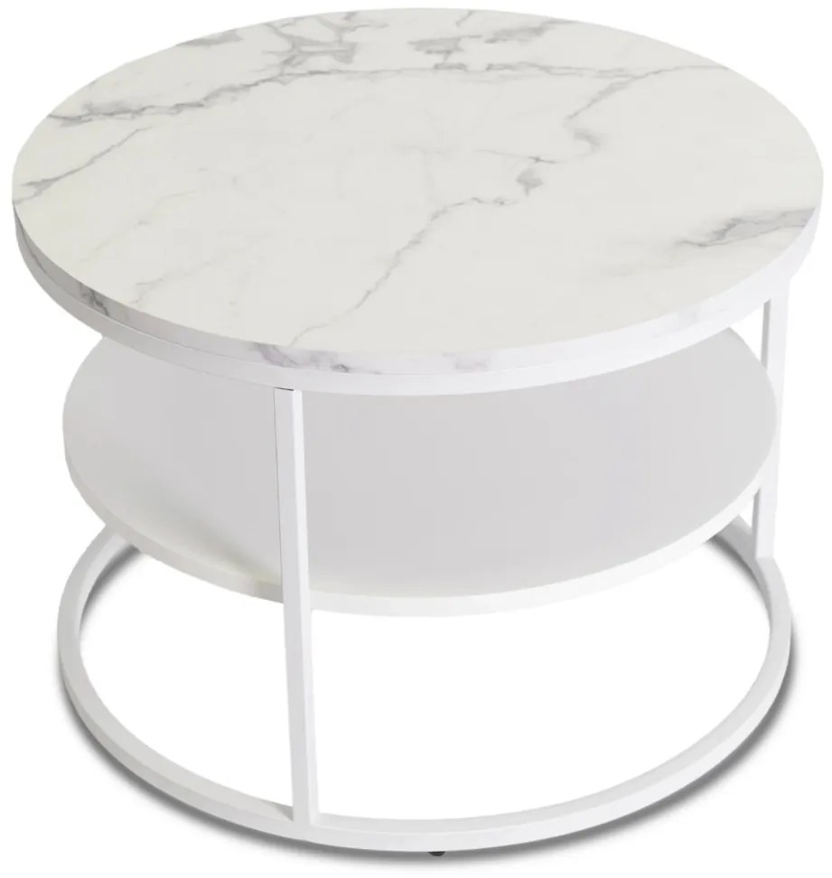 Fehér Márvány Mintázatú Dohányzóasztal. MDF. BEST