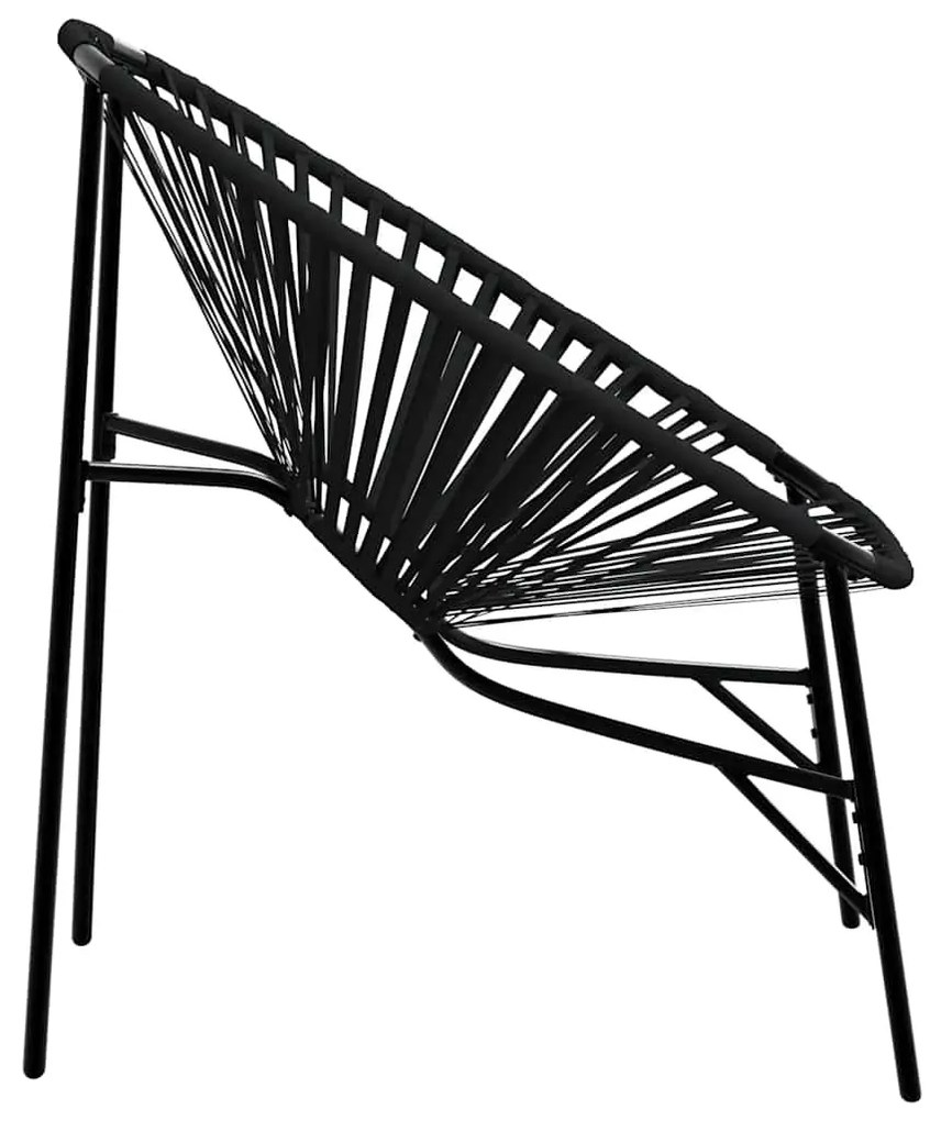 3 db fekete polyrattan kerti szék szett