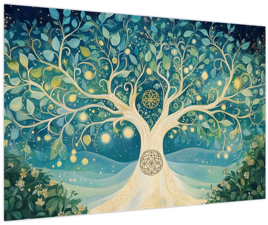Kép – Mágikus fa spirálokkal (90x60 cm)