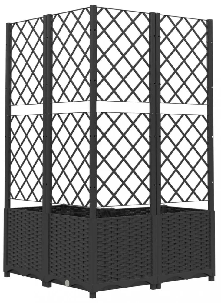 fekete polipropilén rácsos kerti ültetőláda 80 x 80 x 136 cm