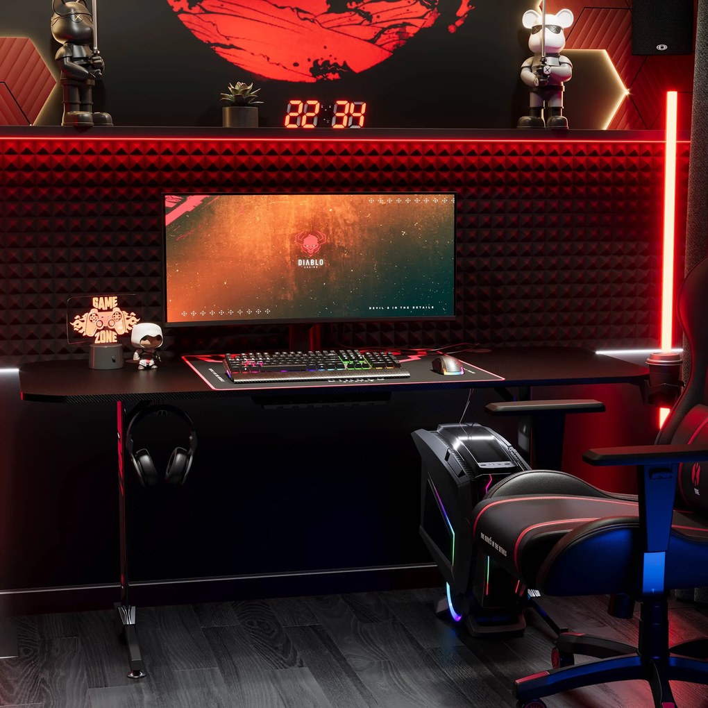 Gamer asztal 160 cm fekete: Diablo X-Mate 1600