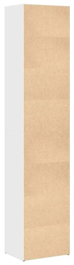 magasfényű fehér szerelt fa könyvespolc 40 x 30 x 189 cm