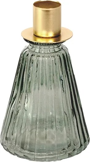 Üveg gyertyatartó egy gyertyához zöld 12x7cm dekoratív gyertyatartó