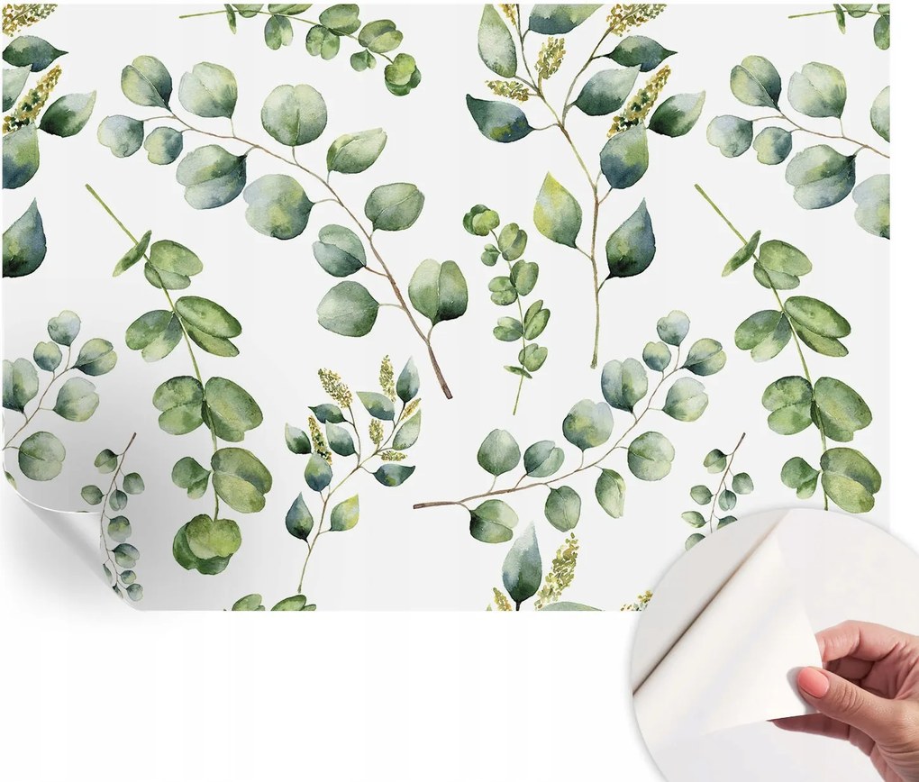 Mosható öntapadós fotótapéta étkezőbe Zöld levelek 152x104 cm