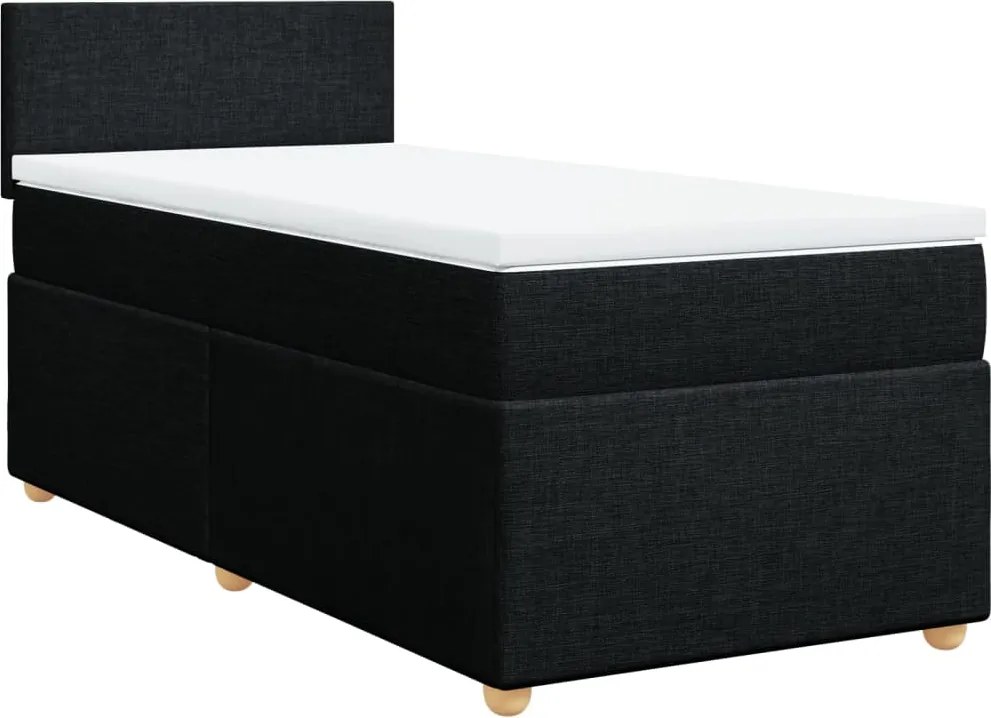 vidaXL fekete szövet rugós ágy matraccal 90x200 cm